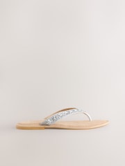 Silver Standard/Wide Fit Forever Comfort® Beaded Toe Thong Sandals - Image 6 of 9