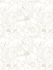 Hoopla Walls Parchment Animal Doodle A4 Wallpaper Sample - Image 1 of 1