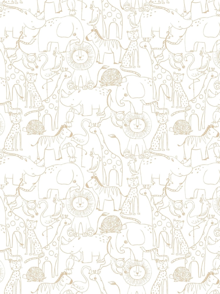 Hoopla Walls Parchment Animal Doodle A4 Wallpaper Sample - Image 1 of 1