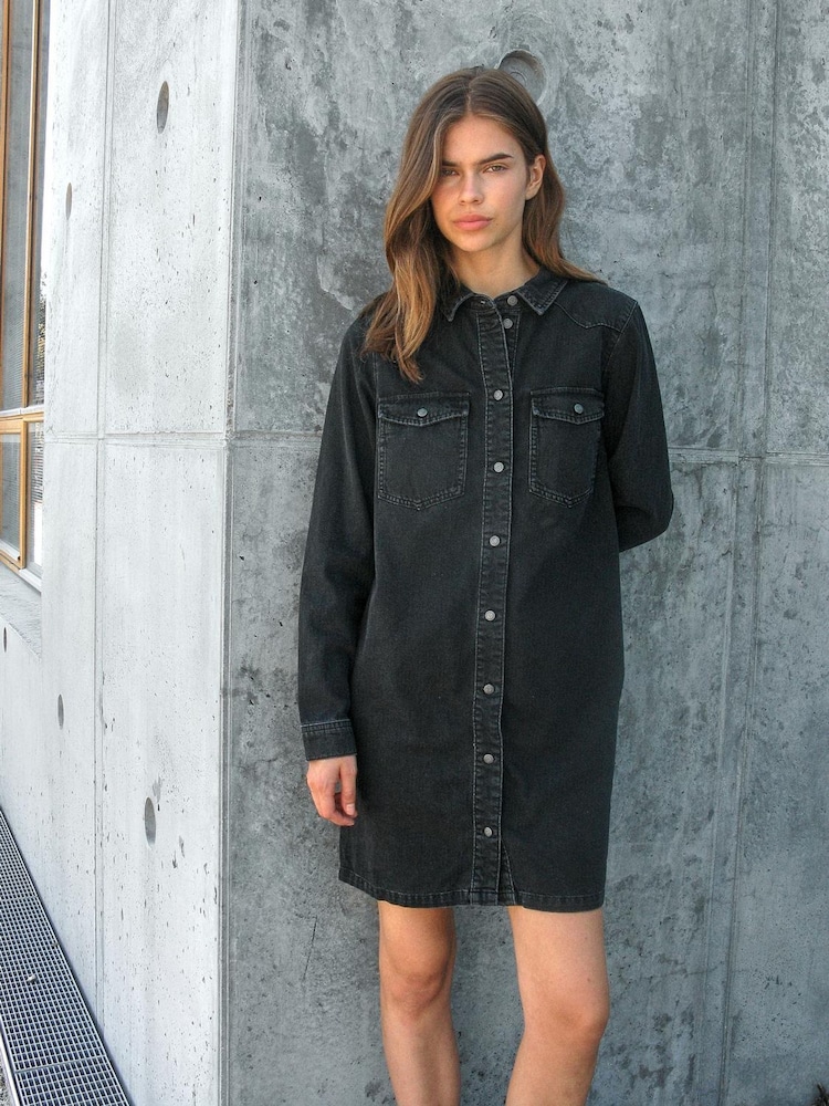 NOISY MAY Black Long Sleeve Denim Dress - Image 1 of 5
