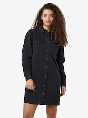 NOISY MAY Black Long Sleeve Denim Dress - Image 2 of 5