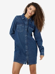 NOISY MAY Blue Long Sleeve Denim Dress - Image 1 of 4