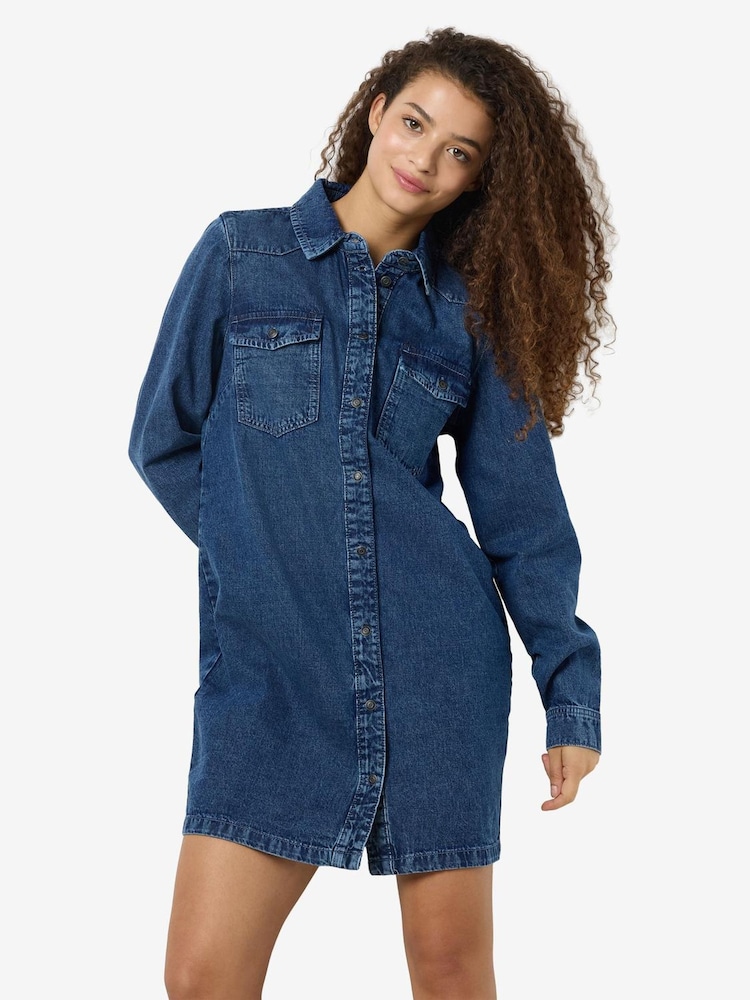 NOISY MAY Blue Long Sleeve Denim Dress - Image 1 of 4