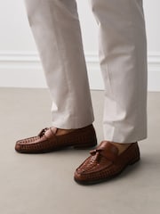 Marrón tostado - Mocasines tejidos de cuero - Imagen 2 de 7