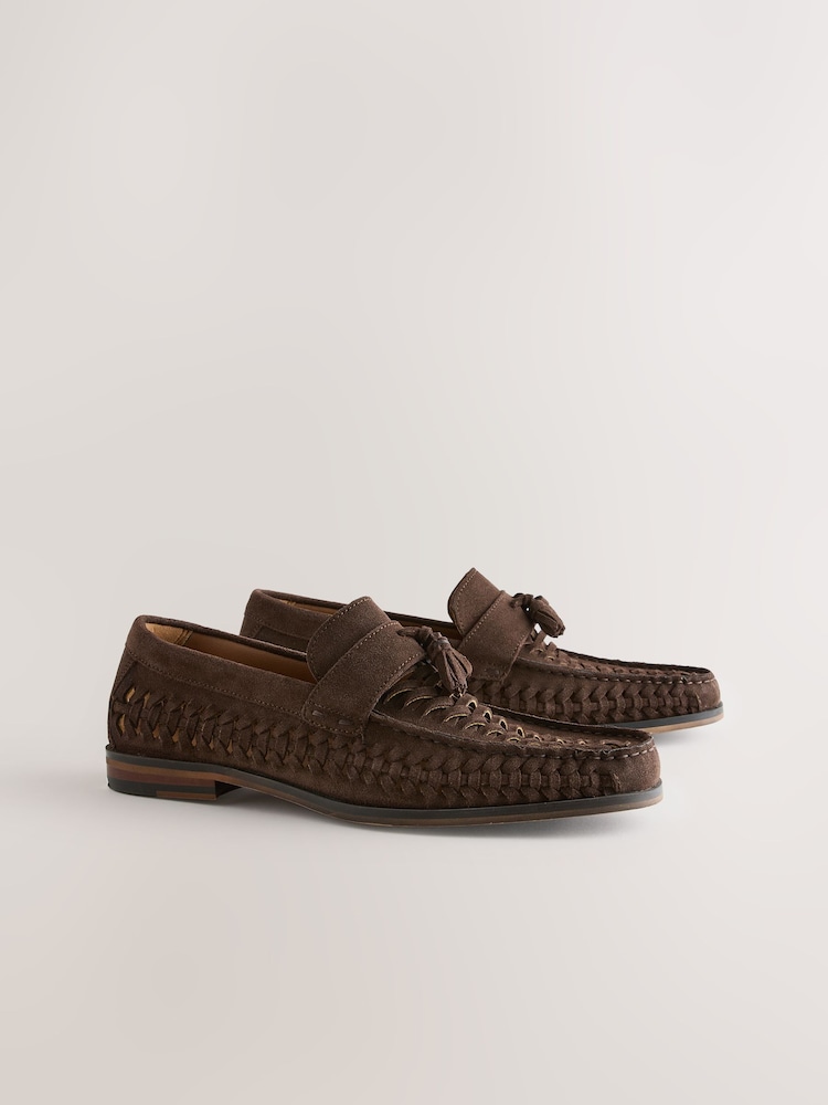 Brown Leather Weave Loafers - Image 1 of 5 Brown Leather Weave Loafers - Image 1 of 5