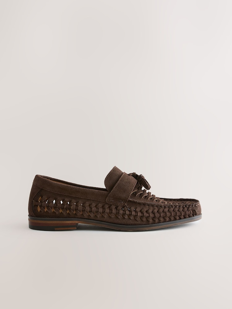 Brown Leather Weave Loafers - Image 2 of 5 Brown Leather Weave Loafers - Image 2 of 5