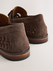 Brown Leather Weave Loafers - Image 5 of 5