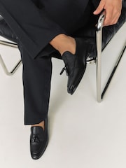 Black Embossed Leather Loafers - Image 3 of 8