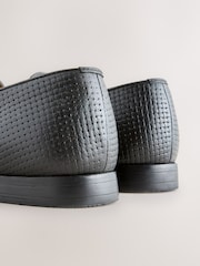 Black Embossed Leather Loafers - Image 5 of 8