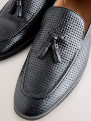 Black Embossed Leather Loafers - Image 6 of 8
