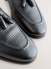 Black Embossed Leather Loafers - Image 7 of 8