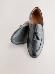 Black Embossed Leather Loafers - Image 8 of 8
