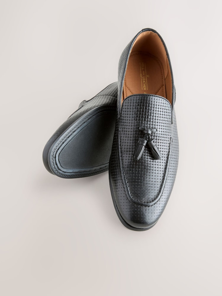 Black Embossed Leather Loafers - Image 8 of 8