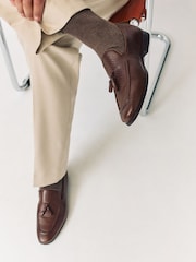 Brown Embossed Leather Loafers - Image 1 of 8