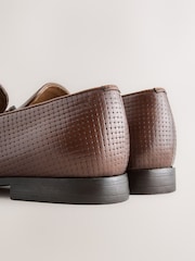 Brown Embossed Leather Loafers - Image 5 of 8