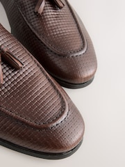 Brown Embossed Leather Loafers - Image 6 of 8
