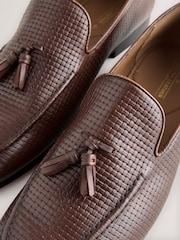 Brown Embossed Leather Loafers - Image 7 of 8