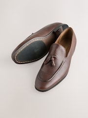 Brown Embossed Leather Loafers - Image 8 of 8