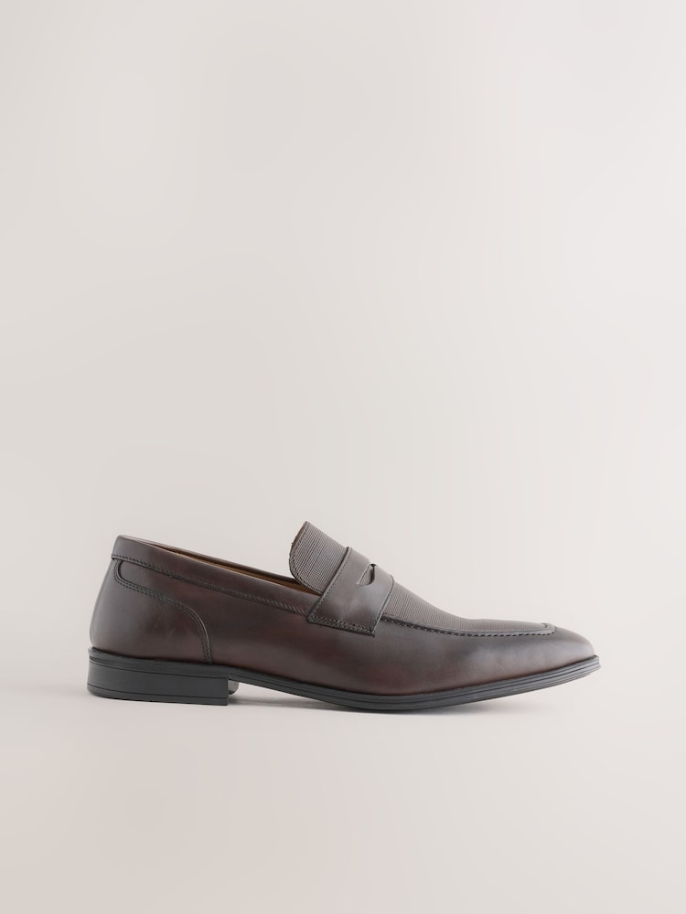 Brown Embossed Leather Loafers - Image 2 of 5