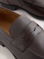 Brown Embossed Leather Loafers - Image 4 of 5