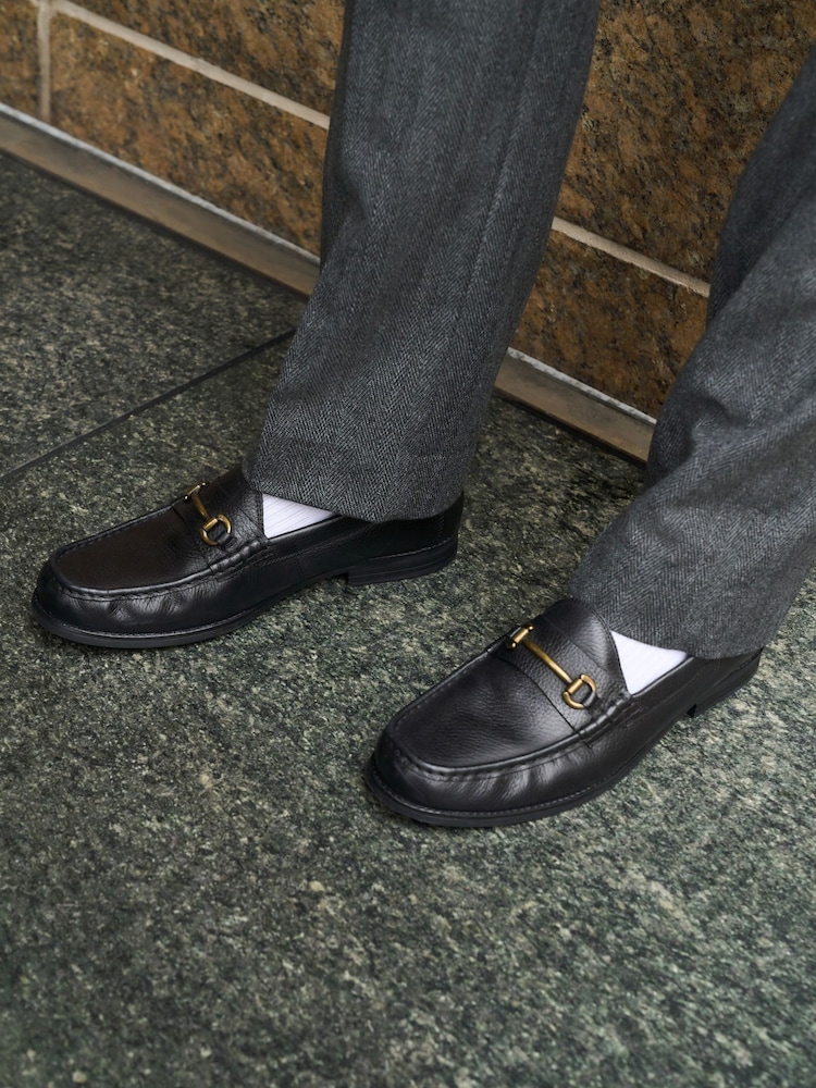 Black Leather Snaffle Loafers - Image 1 of 1 Black Leather Snaffle Loafers - Image 1 of 1