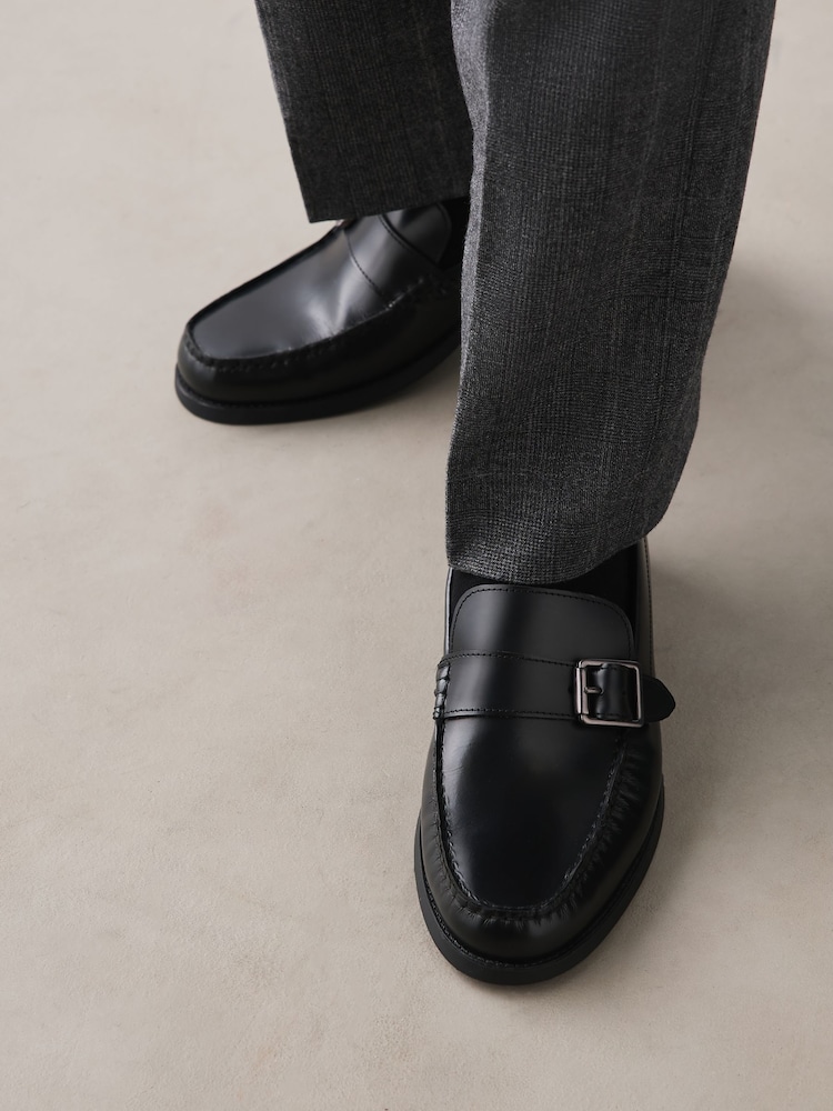 Black Leather Buckle Loafers - Image 2 of 2