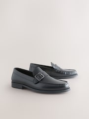 Black Leather Buckle Loafers - Image 3 of 7