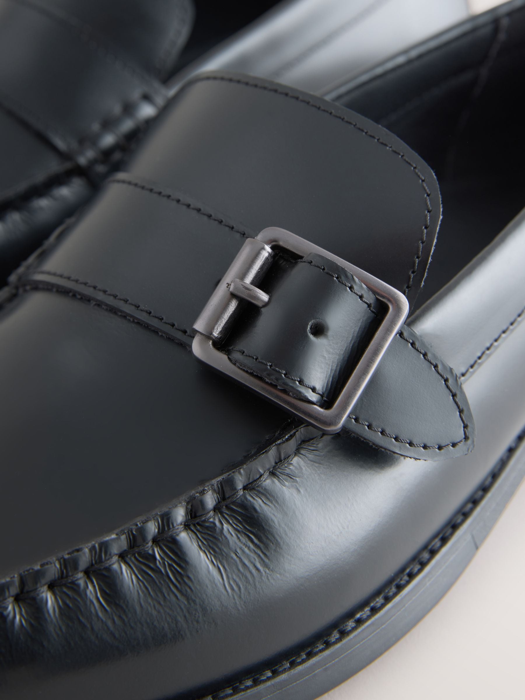 Buy Black Leather Buckle Loafers from Next USA