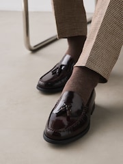 Burgundy Red Leather Tassel Loafers - Image 1 of 1