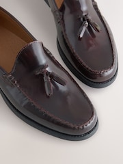 Vínově červená - Kožené mokasíny se střapcem - Obrázek 5 z 7