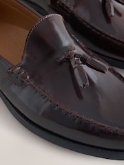 Vínově červená - Kožené mokasíny se střapcem - Obrázek 6 z 7