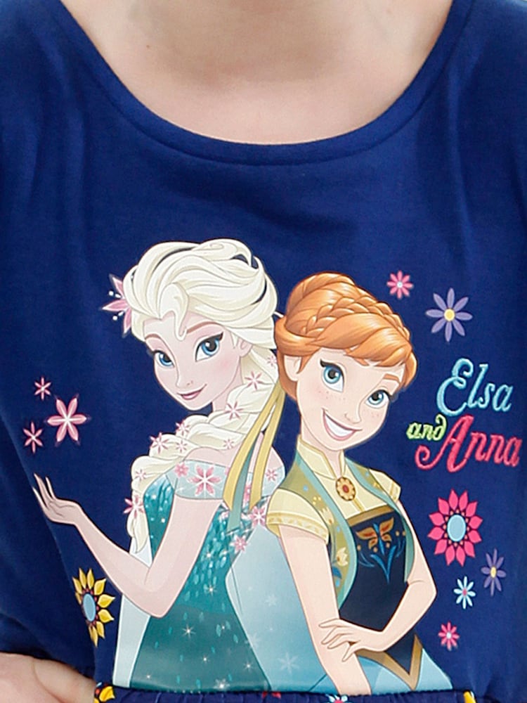 Disney Frozen Girls Long Sleeve Dress | 100% Cotton | Elsa & Anna
