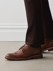 Tan Brown Contrast Sole Brogue Shoes - Image 2 of 7