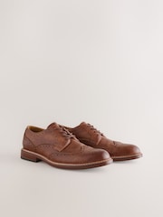 Tan Brown Contrast Sole Brogue Shoes - Image 3 of 7