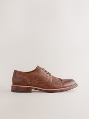 Tan Brown Contrast Sole Brogue Shoes - Image 4 of 7
