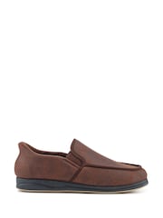 Pavers Brown Extra Wide Memory Foam Slippers - Image 1 of 5
