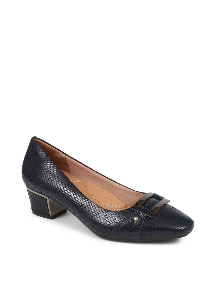 Pavers Blue Heeled Court Shoes - Image 2 of 5
