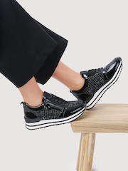 Pavers Black Zip-Up Laced Trainers - Image 1 of 5