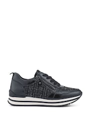 Pavers Black Zip-Up Laced Trainers - Image 2 of 5