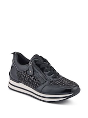 Pavers Black Zip-Up Laced Trainers - Image 3 of 5