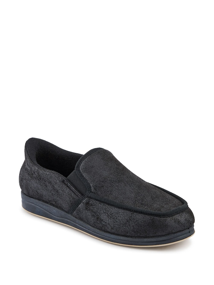 Pavers Black Extra Wide Memory Foam Slippers - Image 2 of 5