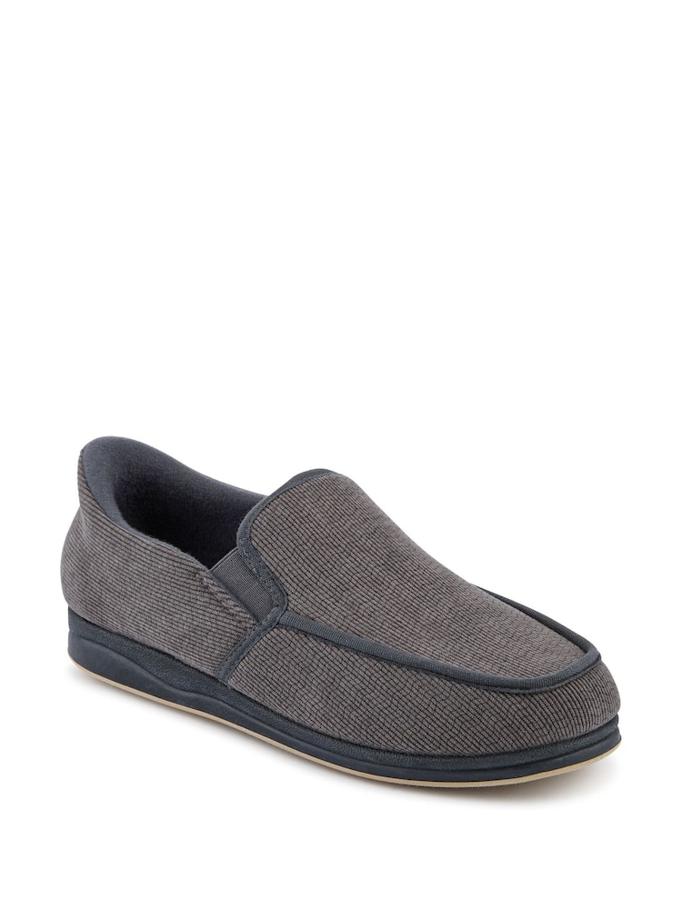 Pavers Grey Extra Wide Corduroy Slippers - Image 2 of 5 Pavers Grey Extra Wide Corduroy Slippers - Image 2 of 5