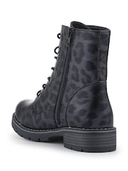 Pavers Black Leopard Ladies Lace-Up Ankle Boots - Image 4 of 5