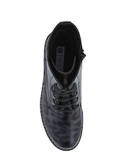 Pavers Black Leopard Ladies Lace-Up Ankle Boots - Image 5 of 5