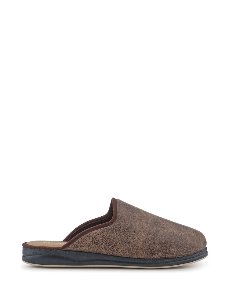 Pavers Brown Wide Fit Supportive Mule Slippers - Image 1 of 5 Pavers Brown Wide Fit Supportive Mule Slippers - Image 1 of 5
