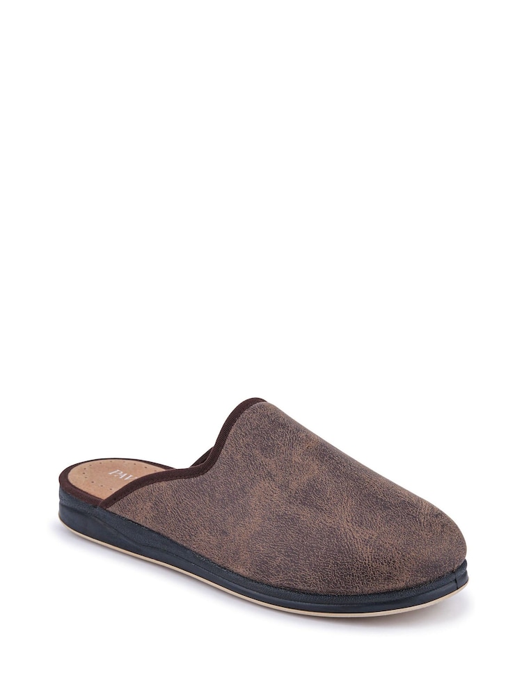 Pavers Brown Wide Fit Supportive Mule Slippers - Image 2 of 5 Pavers Brown Wide Fit Supportive Mule Slippers - Image 2 of 5