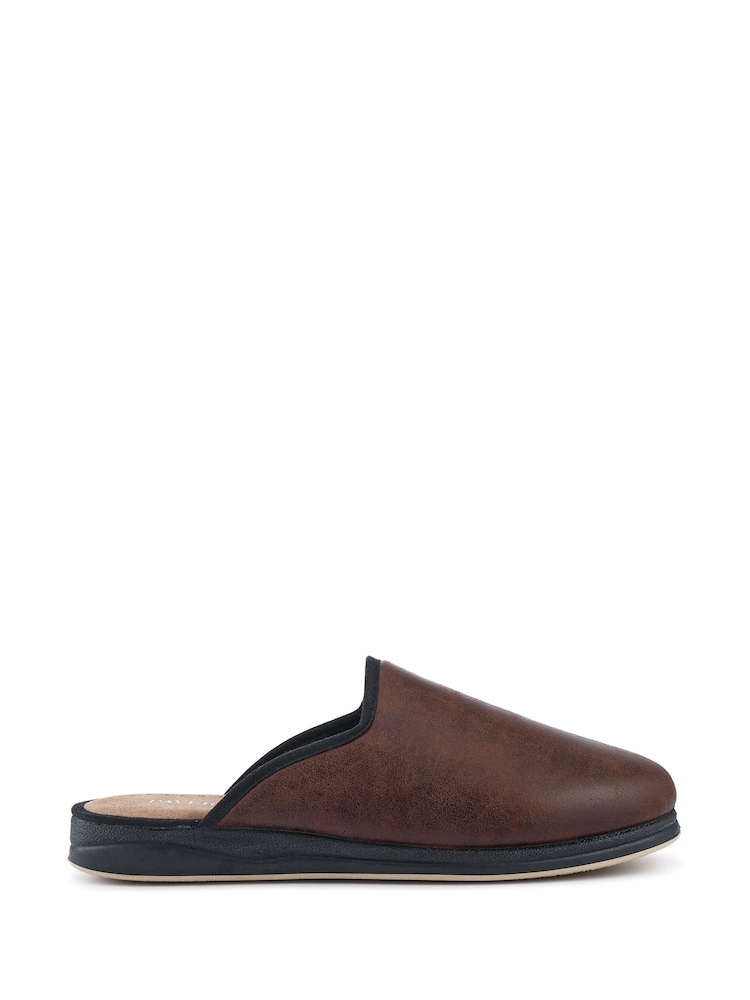 Pavers Dark Brown Wide Fit Supportive Mule Slippers - Image 1 of 5 Pavers Dark Brown Wide Fit Supportive Mule Slippers - Image 1 of 5