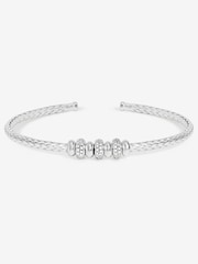 Simply Silver 925 Sterling Silver Micro Pave Ball Cuff Bracelet - Image 1 of 1