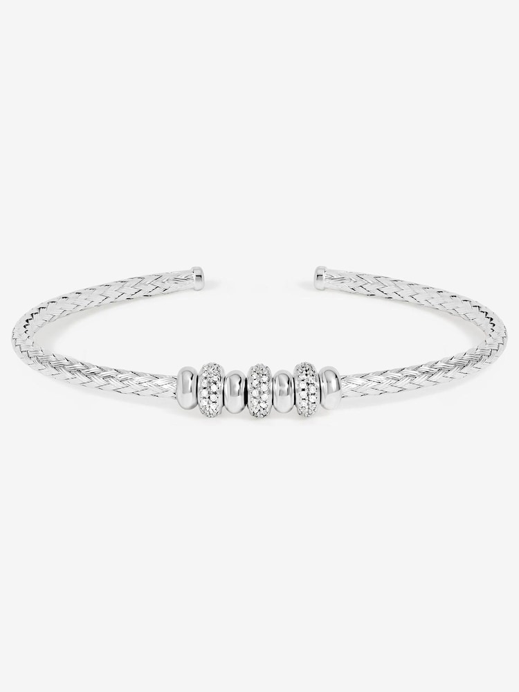 Simply Silver 925 Sterling Silver Micro Pave Ball Cuff Bracelet - Image 1 of 1 Simply Silver 925 Sterling Silver Micro Pave Ball Cuff Bracelet - Image 1 of 1