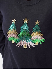 M&Co Blue Christmas Tree Sequin Jumper - Image 4 of 5